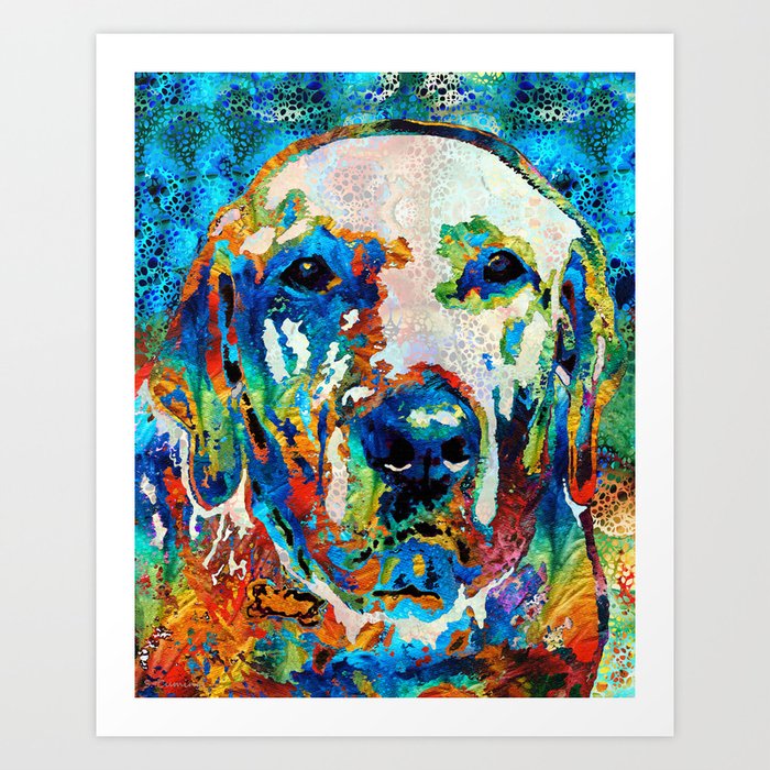 Happy Colorful Labrador Retriever Lab Dog Art Art Print