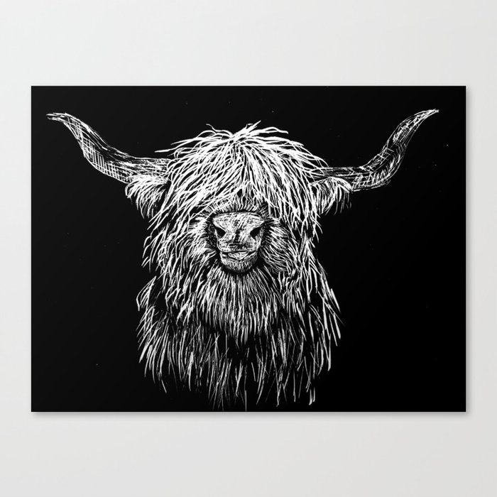 Black and White Highland Cow Canvas Print by Alanna Rae Society6