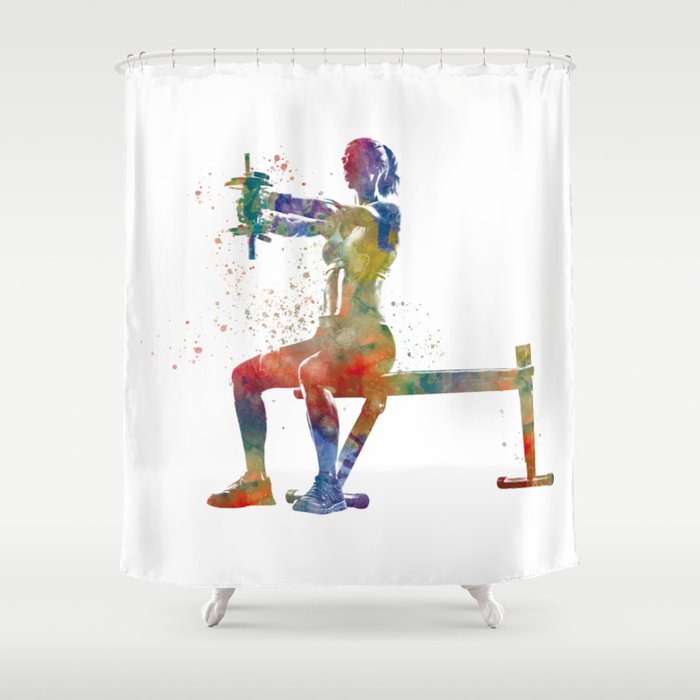 bodybuilding in watercolor Shower Curtain