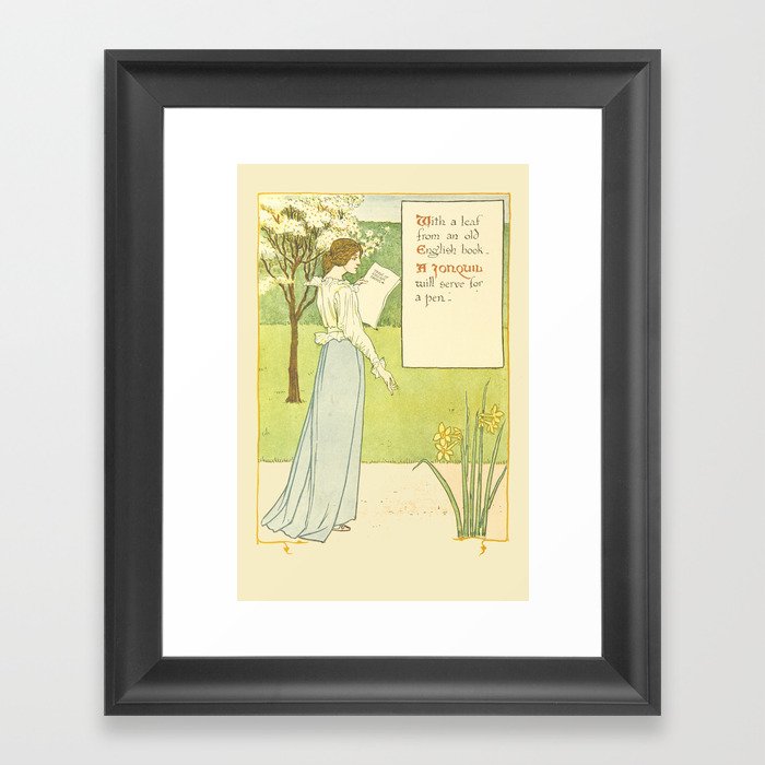 Jonquil Pen-Walter Crane 1899 Illustration from "A Floral Fantasy In an Old English Garden" Framed Art Print