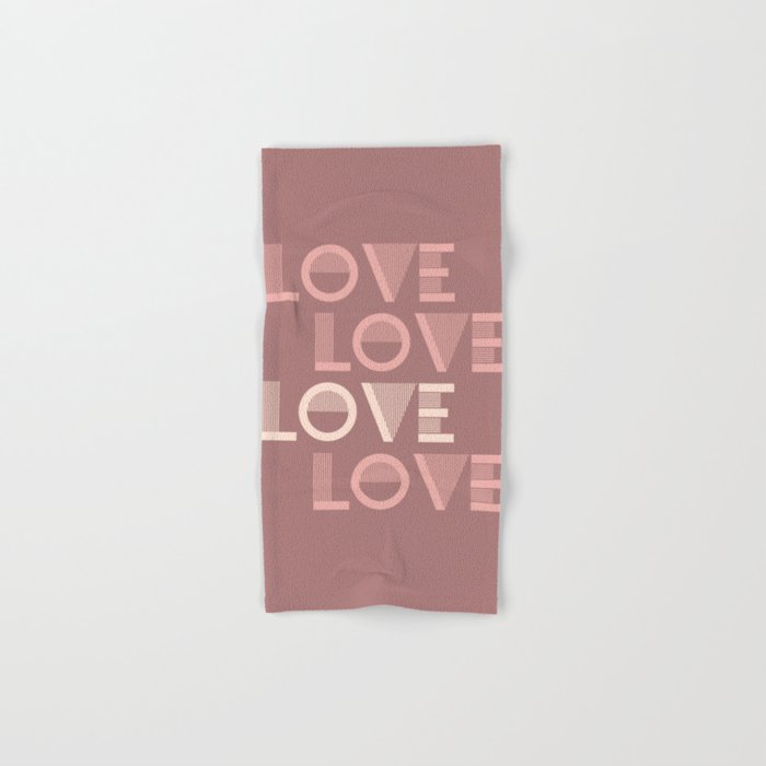 LOVE Dusty Rose & Pink Pastel colors modern abstract illustration  Hand & Bath Towel