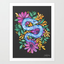 Snake - Dark Background Art Print
