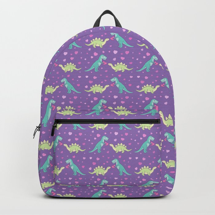 Cute Dinosaurs in Love, Purple Backpack