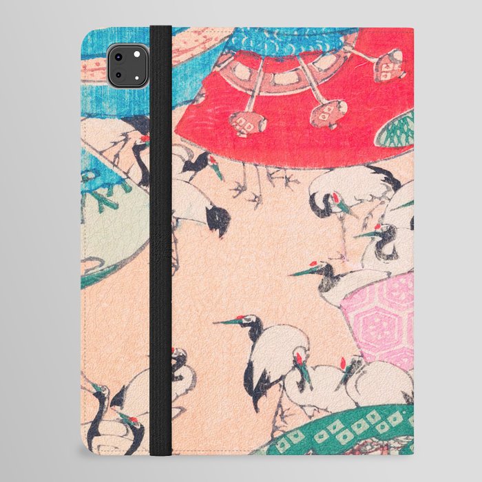 Cranes Animal Print Vintage Japanese Retro Pattern iPad Folio Case