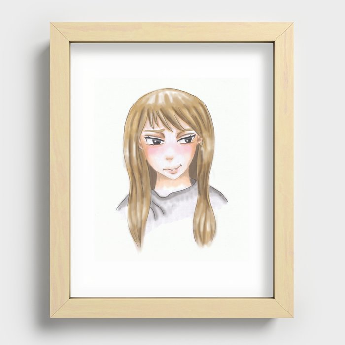 Sarcatic Anime Girl Recessed Framed Print