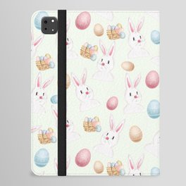 Easter Bunny And Eggs Pattern- Light Mint Green iPad Folio Case