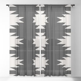 Geometric Southwestern Minimalism - Charcoal Sheer Curtain