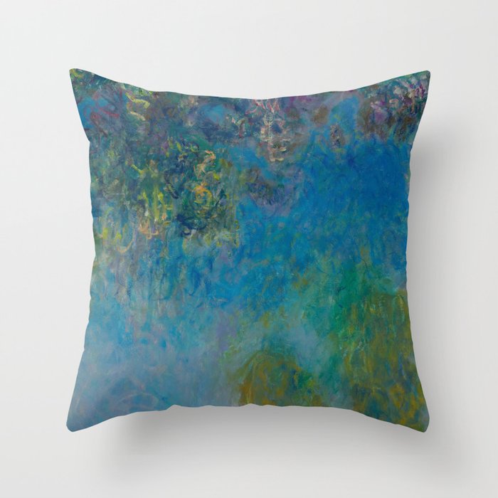 Claude Monet Wisteria 1925 Floral Oil Painting Throw Pillow