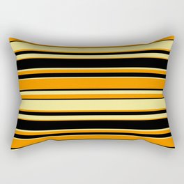 [ Thumbnail: Dark Orange, Black, and Tan Colored Lines Pattern Rectangular Pillow ]