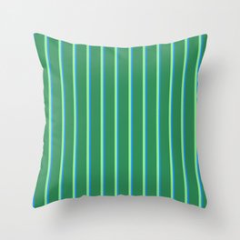 [ Thumbnail: Light Green, Blue & Sea Green Colored Lines Pattern Throw Pillow ]