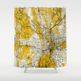 Atlanta City Map - Yellow Collage Shower Curtain