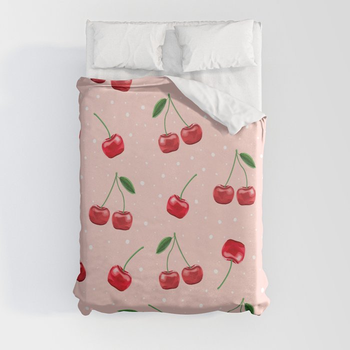 pink cherries Duvet Cover
