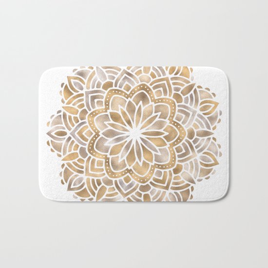 Mandala Multi Metallic in Gold Silver Bronze Copper Bath Mat