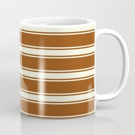 [ Thumbnail: Brown and Beige Colored Lines/Stripes Pattern Coffee Mug ]