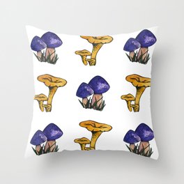 Mushroom Medley #1 - Purple and Yellow Throw Pillow