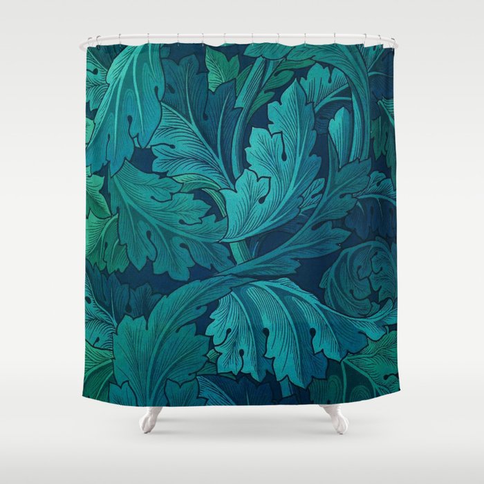 William Morris Acanthus Peacock Teal Vintage Pattern Shower Curtain