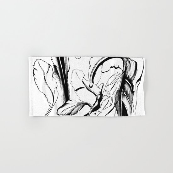 Plant in Blue Marker - Leaf of Life Miracle Leaf - Black and White Hand & Bath Towel