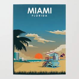 Miami Florida Travel Poster Poster