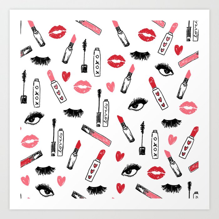 Makeup Print - mascara, beauty, lipstick, eyes, lashes, girls, women, makeup print,beauty decor Art Print