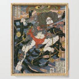 Utagawa Kuniyoshi - Of Brigands and Bravery: Kuniyoshi's Heroes of the Suikoden Warrior #5 Serving Tray