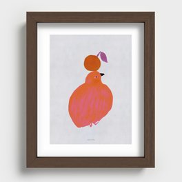 Fat Round Bird and Orange - Fuchsia and Grey Recessed Framed Print