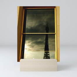 Eiffel Tower reflection | Paris mirrored window | Modern Abstract Travel Photography Mini Art Print