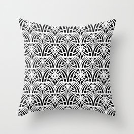 White and Black Art Deco Pattern Throw Pillow