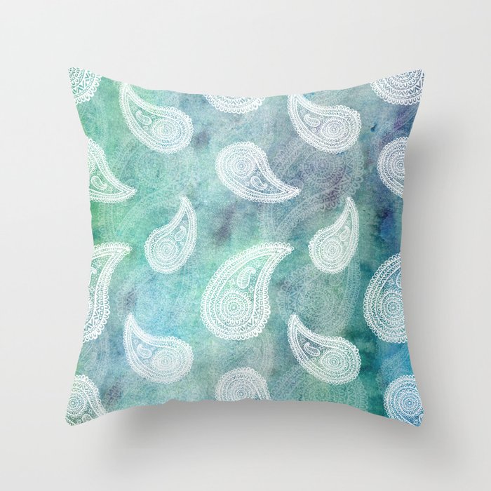 The Deep Blue Paisley Throw Pillow By Haidishabrina Society6