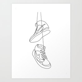 Sneaker line art. Sports shoe art Art Print