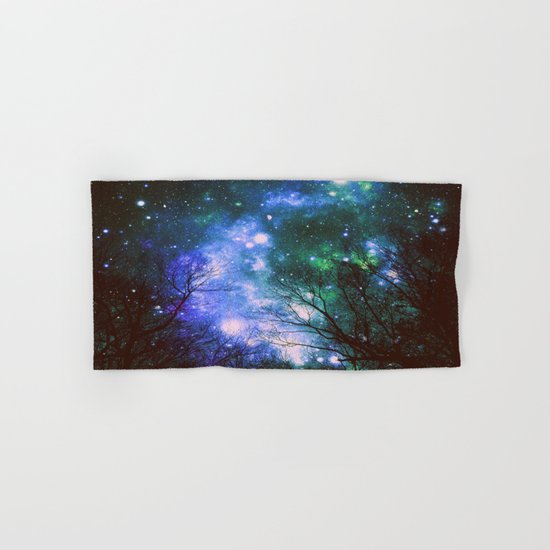 Black Trees Violet Green Space Hand & Bath Towel