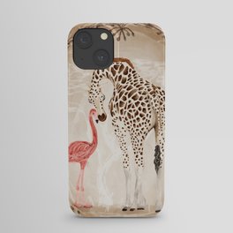 Precious Love Giraffe and Flamingo Watercolor Painting , Unlikely Lovers Hope iPhone Case