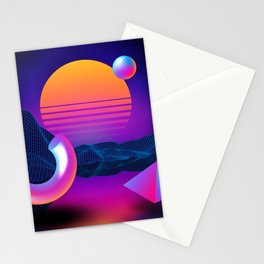 Neon sunset, geometric figures Stationery Card