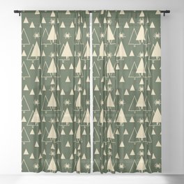 Christmas Pattern Green Geometric Tree Modern Sheer Curtain