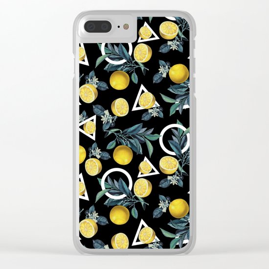 Geometric and Lemon pattern II Clear iPhone Case