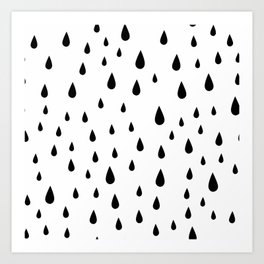 Black Raindrops pattern Art Print