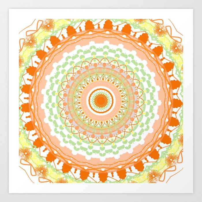 Orange Star Mandala Design Art Print