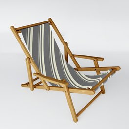 [ Thumbnail: Beige & Dim Grey Colored Striped/Lined Pattern Sling Chair ]