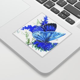 Blue Butterfly, blue butterfly lover blue room design floral nature Sticker