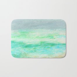 Brielle1 Seashore Bright Oil Pastel Drawing Bath Mat | Acqua, Sea, Ocean, Surf, Stormcoming, Waterfront, Turbulent, Meditative, Breakers, Waves 