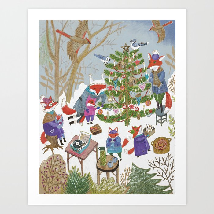 A Very Foxy Christmas Art Print By Cyndijcd Society6