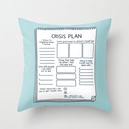 Blank Crisis Safety Plan Reference Art for Therapists, Social Workers, & Counselors Throw Pillow
