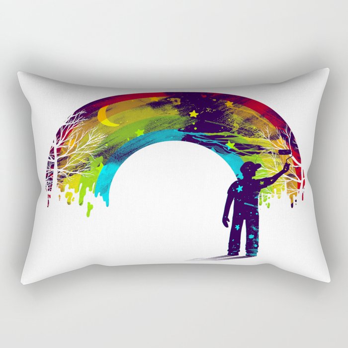 Midnight Rainbow Painter Rectangular Pillow