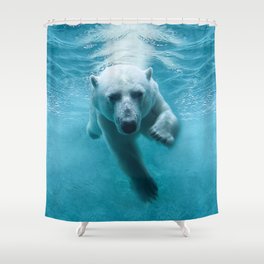 Polar Bear Swimming Shower Curtain