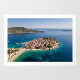 Aerial view of Primosten peninsula and old town in Croatia Art Print