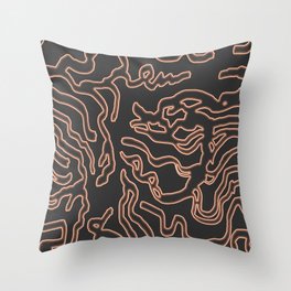 Copper Lines on Dark Background Throw Pillow