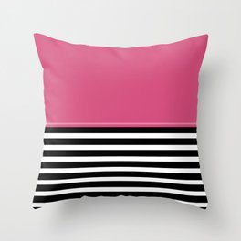 Black + White and Pink Throw Pillow