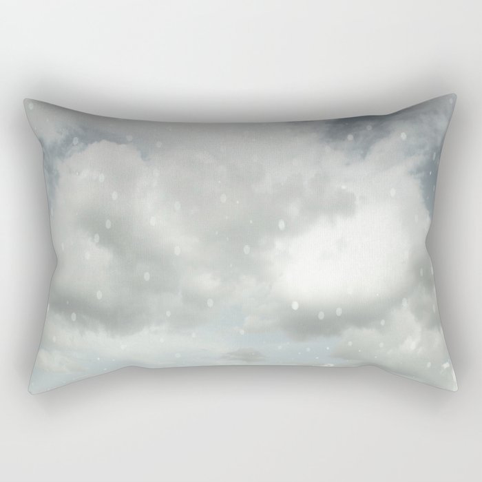 Snowing Winter Scene Illustration #decor #society6 #buyart Rectangular Pillow