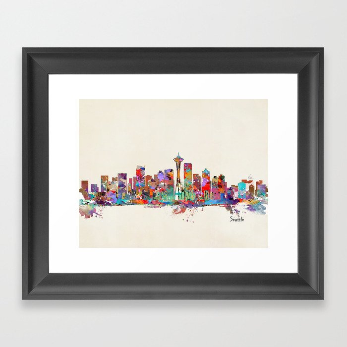 Seattle Washington skyline Framed Art Print