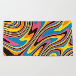 Liquid Retro Swirl Abstract Pattern in Trendy Colors Beach Towel