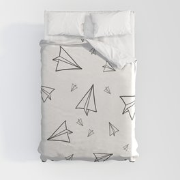 Paper Airplane Pattern | Line Drawing Duvet Cover
